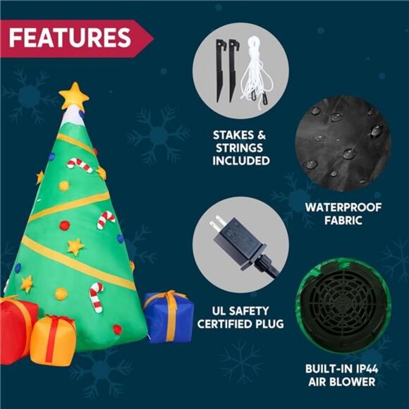 8 FT Christmas Inflatable Tree Decoration, Lighted Giant Christmas - Picture 5 of 8